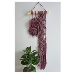 2024 nouvelle mode à la main petite feuille de macramé tenture murale en couleur vin parfait pour le bureau et la décoration intérieure - Product Image 1