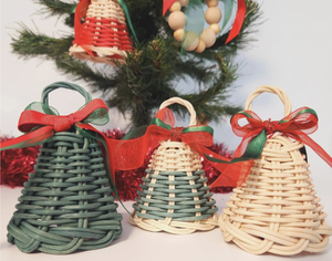 Conjunto de adornos navideños de mimbre rústico respetuoso con el medio ambiente de Vietnam, decoración de árbol artesanal hecha a mano para interiores de casas de vacaciones - Product Image 2