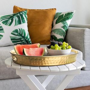 ถาดโลหะทรงวงรีพร้อมที่จับถาดตกแต่งและให้บริการสำหรับบ้านโรงแรมและของขวัญ - Product Image 5