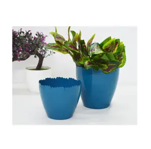Vas atas meja tampilan khusus trendi vas logam bubuk berlapis biru Premium warna-warni vas dekorasi rumah/pernikahan