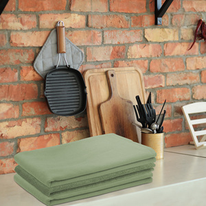 Ensemble de serviettes éponge unilatérales 100% coton plat en bambou tissé à carreaux conçu sur mesure pour un usage commercial domestique pour les serviettes de cuisine - Product Image 2