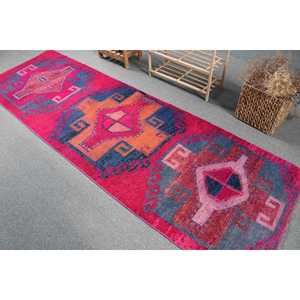 Tapis turc 2,9 x 9,3 pieds, tapis Herki vintage, tapis persan en laine rouge - Product Image 4