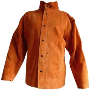 Chaqueta de soldadura de cuero de vaca de alta calidad Premium resistente al calor y a las chispas chaqueta de soldadores de cuero de seguridad para construcción - Product Image 5