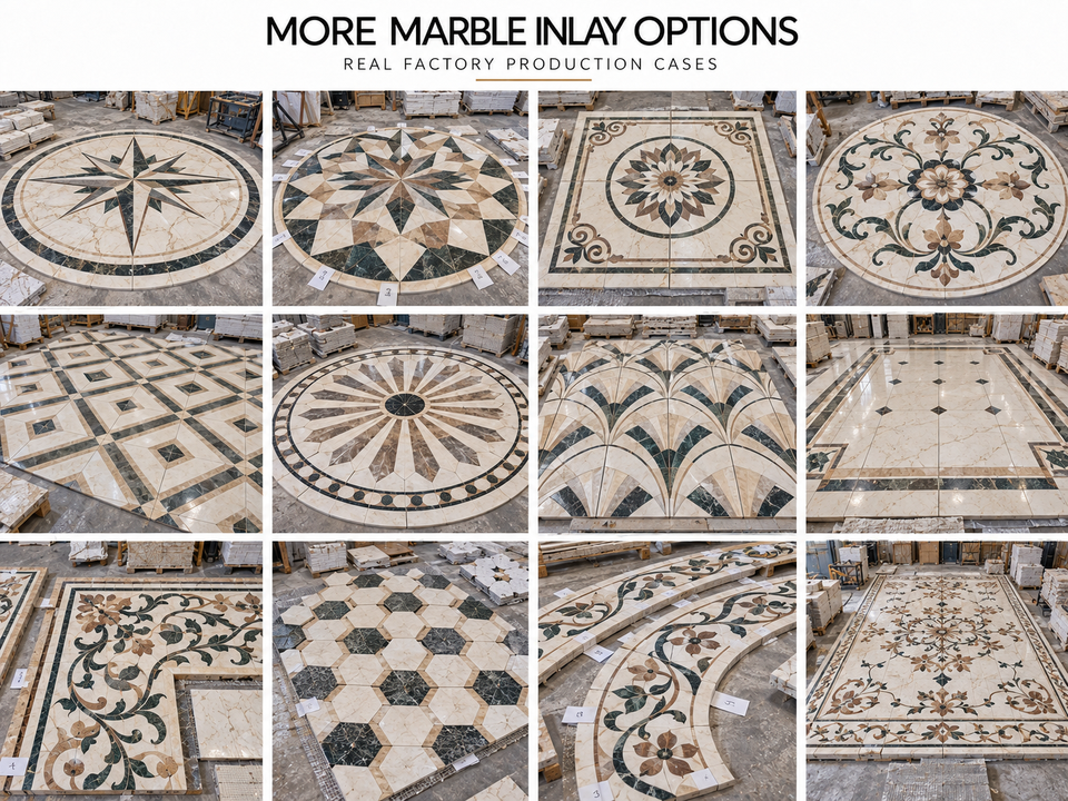 Modern Luxury Carvers White Beige Waterjet Stone Square Marble Floor ...