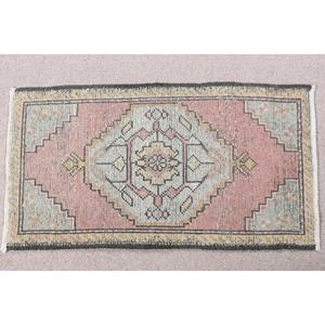 Turkish Small Rug 1.6x2.9 ft, Vintage <b>Red</b> Floral <b>Wool</b> Rug - Product Image 3