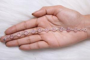 925 argent Sterling fait à la main pierre précieuse rose Rose Quartz Spinner Bracelet 925 solide classique naturel concepteur cadeau de mariage Bracelet - Product Image 3