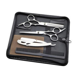 Kit de ciseaux de barbier professionnels en acier inoxydable de haute qualité et durables avec ensemble de coupe et d'éclaircissement pour salon - Product Image 1
