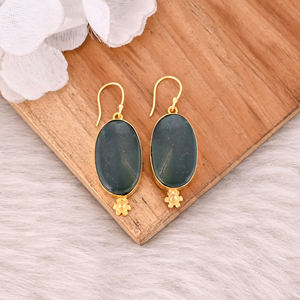 Boucles d'oreilles pendantes en laiton plaqué or jaune de créateur fait à la main Blood Agate Gemstone Partywear Fashion Jewelry for Wedding Mom Gifts - Product Image 5