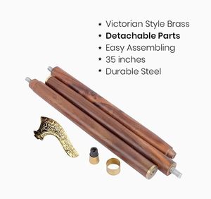 Bastón de Trekking Plegable de Madera Maciza, Diseño Telescópico, Base Antideslizante, Acabado Único en Palo de Rosa, Mango de Latón con Cabeza de León para Personas Mayores - Product Image 5