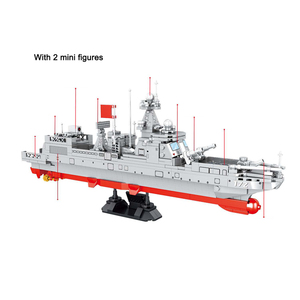 593pcs quân đội quân đội bảo vệ bờ biển thiết giáp hạm hải quân tàu chiến tên lửa tàu khu trục gạch chàng trai 052d mô hình khối xây dựng Bộ đồ chơi - Product Image 3