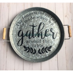 Plateau de sécurité alimentaire pour décor de cuisine de forme ronde de qualité supérieure avec manche en bois naturel - Product Image 1