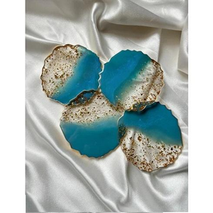Wholesale Classic Eco-Friendly Multi-color Irregular Round Resin with <b>Gold</b> Rimmed <b>Coaster</b> Display Tray by Crescent Crafts - Product Image 4