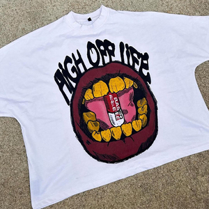 Camiseta Gráfica Extra Grande Personalizada para Hombre, Ropa Urbana, Estampado Atrevido, Hombros Caídos, Algodón, Estilo Hip Hop - Product Image 5
