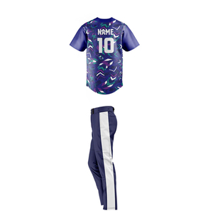 Ensemble d'uniformes de baseball personnalisés OEM, imprimés, 100 % polyester respirant, toutes saisons, coupe classique, fermeture à boutons - Product Image 2