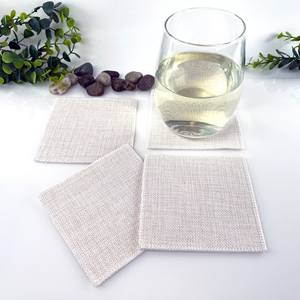 Unique Design Linen coaster Gray Color <b>square</b> Handmade 100% Real Linen Coaster Tabletop Decorate Item - Product Image 2