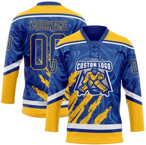 Custom Lace Neck Ice Hockey Jerseys-100% Polyester Digital Print Anti-Bacterial Quick Dry Custom Team Names/Numbers/Player Names - Product Image 2