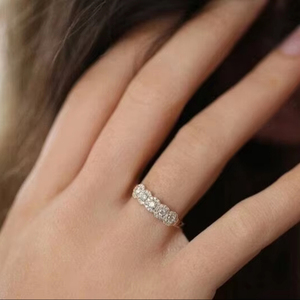 แหวนเพชรโมอิสทรงกลมสีเงิน925สไตล์วินเทจตัดเป็นวงแหวนสีเงิน - Product Image 2