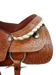 Premium Western Leather Stock Saddle Set Barrel Racing Horse Tack Diseño clásico mecanizado a mano Múltiples tamaños Colores Equitación - Product Image 3