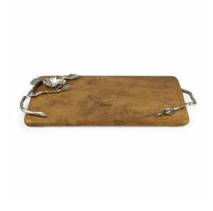 Nouveauté plateau de service alimentaire de forme ronde avec élégant plateau décoratif en bois à poignée en feuille de fournisseurs en gros - Product Image 4