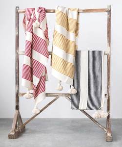 <b>Grey</b> Colour Simple Jacquard <b>Throw</b> Cotton <b>Throws</b> for Sofas Cotton Moroccan Pom Pom <b>Blanket</b> <b>Throw</b> Decor - Product Image 3