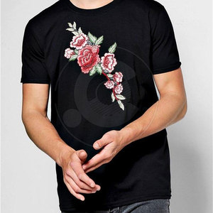 Camiseta de hombre con bordado de estilo elegante, corte relajado, algodón suave, moda casual urbana, camiseta de hombre con bordado en venta - Product Image 3