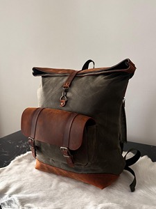 Mochila de Lona y Cuero de Lujo, Estilo Casual, para Viajes, Escuela, Portátil, Gran Capacidad, Ligera, Suministro al por Mayor LCBP-0027 - Product Image 3