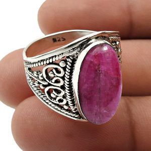 Conjunto de bisel de Plata de Ley 925 hecho a mano, anillo de forma ovalada de piedras preciosas de Rubí, regalo para niña, joyería de plata, precio al por mayor, anillos de plata - Product Image 2