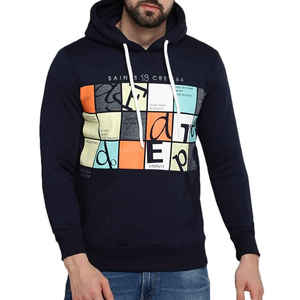 Sudadera con capucha grande de algodón 100% al por mayor, sudadera con logotipo personalizado impreso, patrón sólido, peso pesado para impresión de hojaldre, logotipo frontal de pantalla - Product Image 1