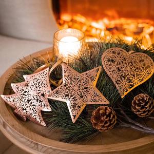 Dernière arrivée belle couleur dorée étoile/coeur et articles de Noël en forme d'arbre cadeaux de pendaison de crémaillère - Product Image 5