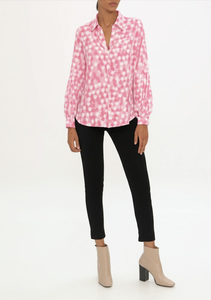 Women's Pink Polka Dot Chiffon Blouse With <b>Balloon</b> Sleeves Shirt Collar Loose Fit Spring Summer Sweet Style Top - Product Image 3