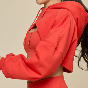 ชุดกีฬาแขนยาวมีฮู้ดสำหรับผู้หญิงชุดกีฬาระบายอากาศได้ดีแห้งเร็วสีชมพูสีดำด้านหน้าตามสั่ง - Product Image 5