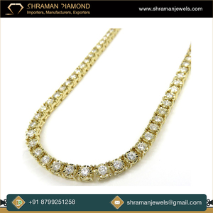 Fabricante indio de buena calidad 10K chapado en oro 1,79 CTS y 27,06 gramos Moissanite Diamond Tikkali Chain - Product Image 3