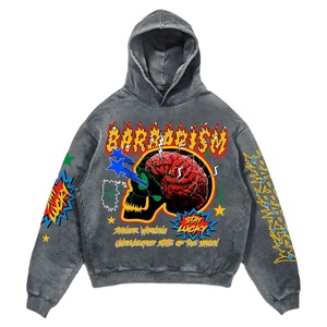 เสื้อกันหนาวมีฮู้ดสำหรับผู้ชายเสื้อสวมหัวพิมพ์โลโก้พัฟแบบกำหนดเองขนาด100% ผ้าฝ้ายธรรมดา - Product Image 1