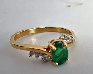 Bague en or jaune vintage 14 carats certifiée IGI avec 6 diamants de taille brillant cultivés en laboratoire, 5 grammes, cadeau de mariage, de fiançailles, d'anniversaire, de fête - Product Image 4