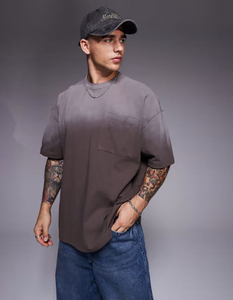 100% Cotton Acid Wash T-Shirt for Men Custom Boxy Design Loose Fit Gradient Washed DTG Printed Streetwear Blank oversized <b>Tshirt</b> - Product Image 5