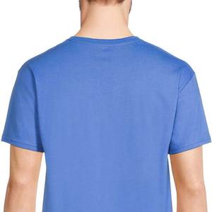 Camisetas de Hombre Lisas de Punto 100% Algodón, Personalizadas al por Mayor, Impresas por Transferencia de Calor, Manga Corta, Corte Regular, Cuello Redondo Azul - Product Image 6