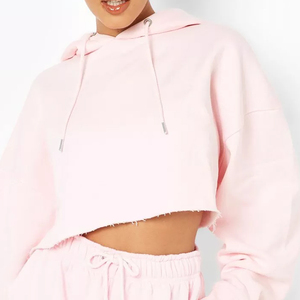 Haut court personnalisé pour femmes Sweat à capuche ample imprimé de lettres Sweatshirts à capuche décontractés Pull-over Sweat à capuche oversize pour femme - Product Image 2
