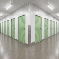 Grandes portes enroulables d'angle vert clair en acier, modernes, pour entrepôt, casier de rangement, compartiments modulaires, unité de stockage multi-entrepôt pour écoles