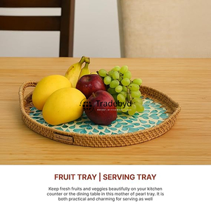 Bandeja de Servicio Móvil de Ratán Moderno de Primera Calidad, Hecha a Mano, Multiusos, Decoración del Hogar, Tradebyd - Product Image 4