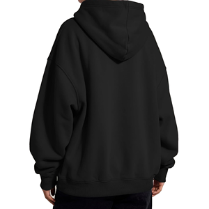 <b>Women</b> <b>Black</b> Oversized <b>Hoodie</b> Cotton Fleece Pullover Sweatshirt with Kangaroo Pocket - Product Image 2