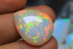 โอปอลเอธิโอเปียทรงหลวมแบบคาโบชองที่น่าทึ่ง - อัญมณีโอปอลทรงลูกแพร์หลากสี - อัญมณีทรงหลวมขนาดใหญ่ขัดเงาธรรมชาติ - Product Image 4