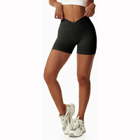 Shorts de yoga respirants en tissu Oxford extensible, taille haute, pour femme, pour la gym et le sport, shorts sculptants unis