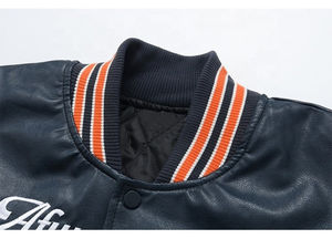 Blouson aviateur Letterman Varsity pour homme vintage Style hiver corps en cuir satiné brodé serviette en chenille patch avant nouveau logo - Product Image 3