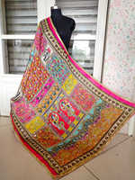 Nouveau Fantaisie À La Main Broderie Miroir Travail Pakistanais Soie Dupattas Bohème Broderie À La Main Coloré Dupattas Pour Les Femmes Vêtements