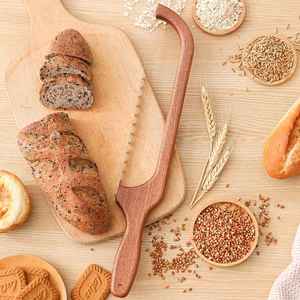 Cuchillo de acero inoxidable para cortar pan, mango de madera, Apto para lavavajillas, respetuoso con el medio ambiente, apto para cortar masa fermentada, otros tipos de pan - Product Image 5