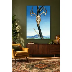 Impresión en lienzo de Fida Georgia O'Keeffe con diseño de cráneo de ciervo y montaña Pedernal - Product Image 5