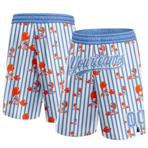 Industrie Direct Engro Sportswear Basketball <b>Shorts</b> Custom Light Blue <b>White</b> 3D Crab Argentina Authentic Basketball <b>Shorts</b> - Product Image 1