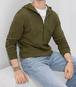 Sweat à capuche en coton basique oversize pour hommes, sweat-shirt brodé de style décontracté d'automne avec poche kangourou et motif bouffant en relief - Product Image 5