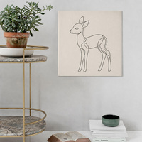 Tableau sur toile encadré, art minimaliste à ligne unique, cerf fauve, décoration murale 12, 16, 20, 24 pouces, personnalisable pour la maison
