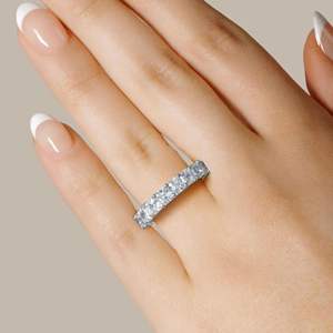 Anillo de boda de moissanita de media eternidad con corte Asscher para mujer para aniversarios, cumpleaños, compromiso y regalo de boda - Product Image 2